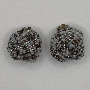 Vintage Chunky Statement Earrings Twisted Dome Seed Beads Cluster 1950/60s